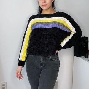 Express yellow and purple stripe sweater